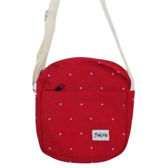 Jing Pin Crossbody Polkadot Purse Bag Red - Picture 3 of 6